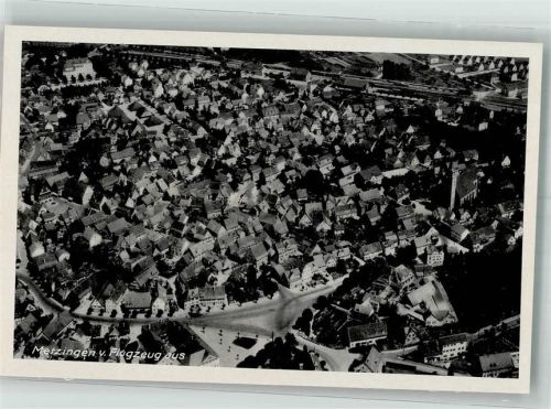 Metzingen 1942 Fliegeraufnahme des Ortes mit der Martinskirche