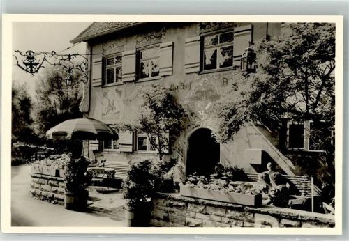 88316 W7972 Großholzleute Foto AK Gasthaus Adler Terrasse