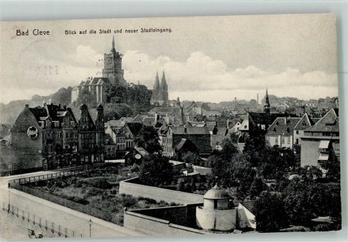 Kleve 1911 Panorama der Stadt mit der Schwanenburg