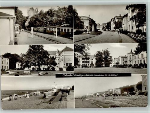 18209 O2563 Heiligendamm - Sanatorium für Werktätige Strand Strandkörbe Eisenbahn Mehrfachaufnahme