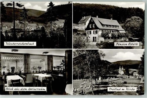 72270 W7292 Klosterreichenbach 1958 Foto AK Schwimmbad Kirche Pension Österle