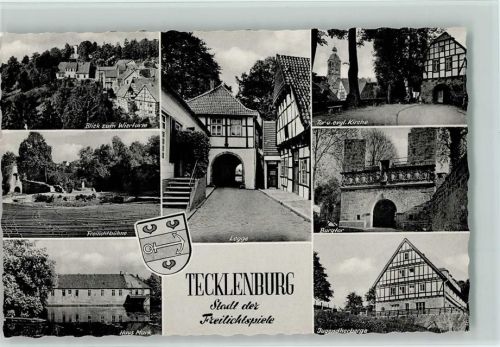 Tecklenburg Blick zum Wierturm Freilichtbühne Haus Mark Legge Tor Evangel. Kirche Burgtor Jugendherberge