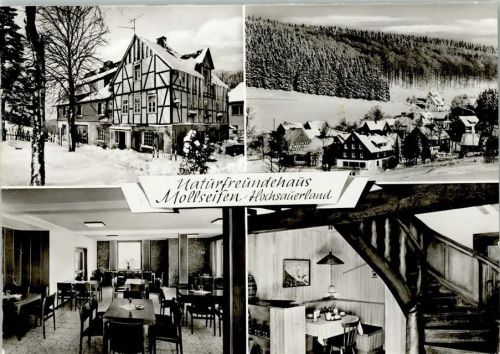 W5788 Mollseifen Naturfreundehaus Innenansicht, Winterlandschaft 1979 Foto AK Naturfreundehaus