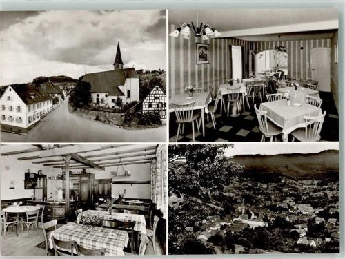 76571 W7560 Michelbach , Murgtal Foto AK Kirche Gasthau Pension zum Engel
