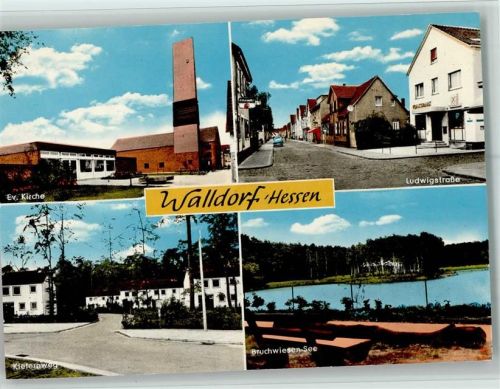 Walldorf Evangel. Kirche Ludwigstraße Kiefernweg Bruchwiesen-See 4-Bidlaufnahme