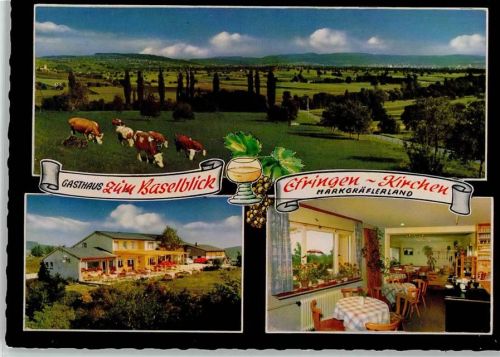 Efringen-Kirchen Ortsansicht Kühe Gasthaus Zum Baselblick Innenaufnahme Gastraum 3-Bildaufnahme