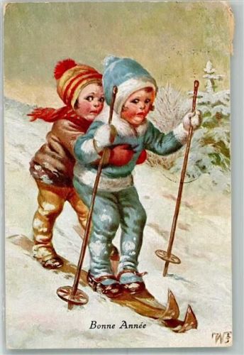 Neujahr Kinder skifahren A V Nr. 1265