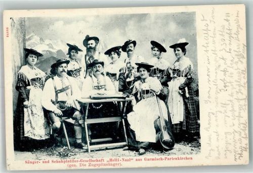 Garmisch-Partenkirchen 1904 Sänger- und Schuhplattler-Gesellschaft Helli-Nazi Tracht Zither