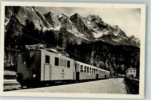 W8104 Eibsee Zugspitzbahn im Bahnhof Eibsee Zahnradbahn Foto AK