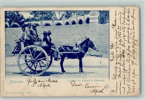 Palermo 1905 Carretto con abitanti di Monreale