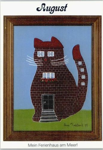 August - Künstler Anne Freidank - Katze 1979 AK