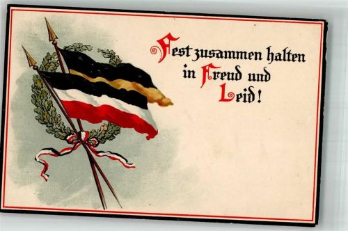 1915 Fahnen Fest zusammen halten Schwarz-Weiß-Rot