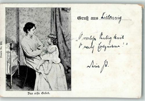 1900 Das erste Gebet im Kinderzimmer AK