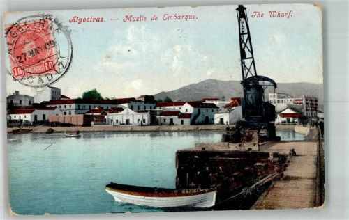 Algeciras 1909 Hafen Marke bildseitig