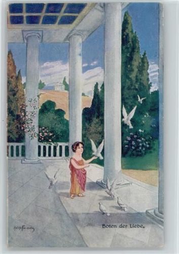 Tauben "Boten der Liebe" 1924 AK