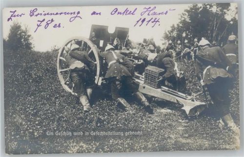 1914 Erinnerung an die 78er - Ein Geschütz wird in Gefechtstellung gebracht Foto AK