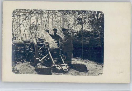 1916 WK I Artillerie Geschütz Kanone in Deckung Foto AK