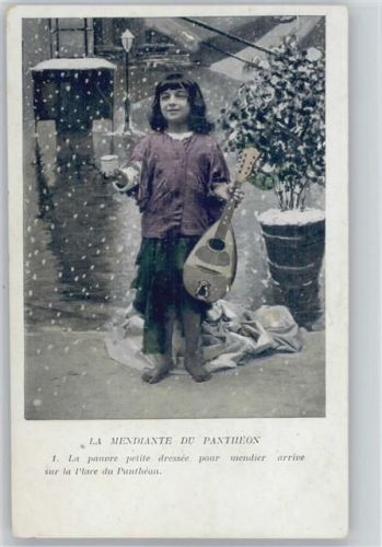 Mignon - Bettlerin Barfuss im Schnee mit einer Laute