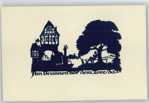 Am Brunnen vor dem Tore - Großer Baum - sign Schwindt Schwindt, A. Künstlerkarte