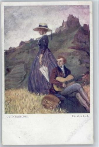 sign Herschel - Lautenspieler - Glamour Frau mit Sonnenschirm