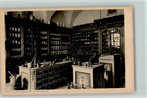 Mittelalterliche Apotheke von Innen ca 1918 AK Apotheke