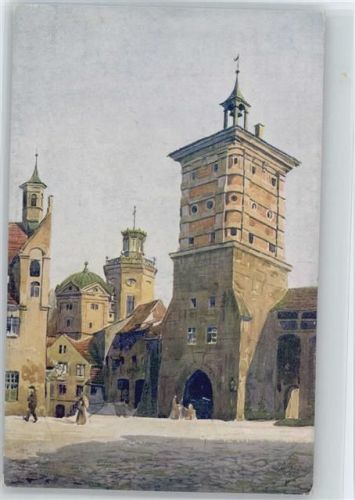 Augsburg Rotes Tor und Wassertürme - Bodenseeverlag Alber Aquarell Nr. 539 AK
