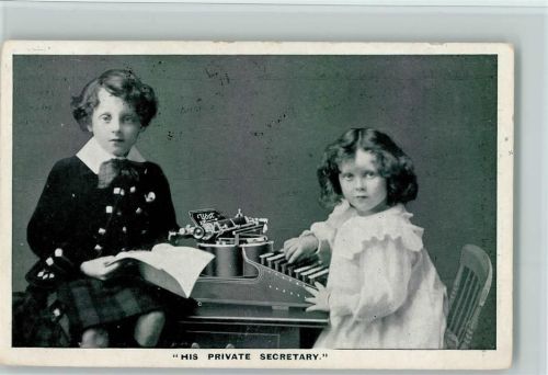Kinder mit einer Schreibmaschine 1907 AK Schreibmaschine