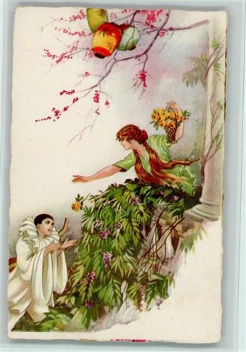 Pierot und die Schöne - Lampions ca 1930 AK