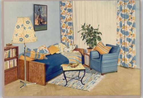 Werbung Stoffe Farben Mode - Einrichtung Möbel - ca 1937 AK