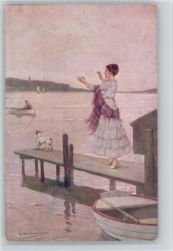 Verlag Wolff K 1346 "Willkommen" Liebe Poesie - Ruderboot