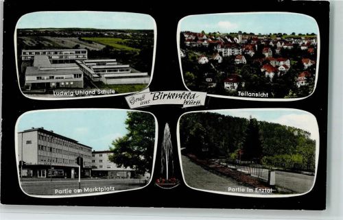 Birkenfeld Ludwig Uhland Schule Teilansicht Partie am Marktplatz Partie im Enztal 4-Bildaufnahme