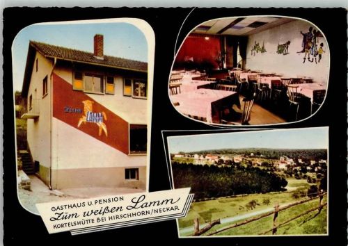 Kortelshütte Gasthaus Pension Zum weißen Lamm Innenaufnahme Gastraum Gesamtansicht 3-Bildaufnahme