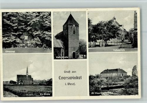 Everswinkel Ehrenmal Kirche Volksschule Schule Krankenhaus St. Vitus