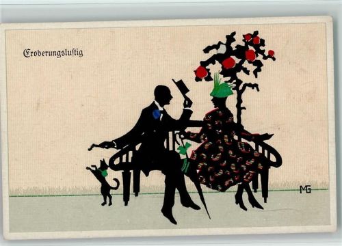 Nr. 234 Fasto Silhouetten Eroberungslustig - Liebespaar auf der Parkbank