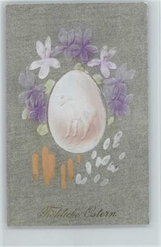 1907 Relief Druck - Osterei mit Blüten