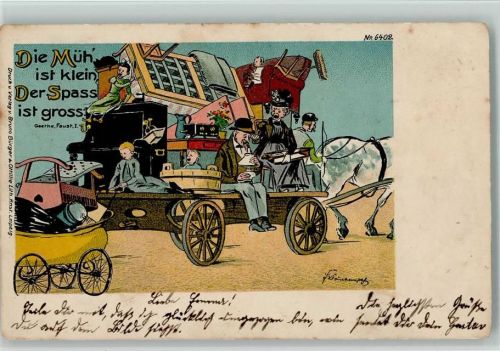 Bürger & Ottillie Nr. 6402 - Humor Umzugskutsche , litho 1904 AK