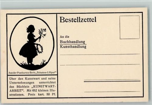 Kunstwart Verlag Buchhandlung - Bestellzettel für Schattenriss Veröffentlichungen