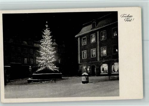O6300 Ilmenau , Thür Frohes Fest - Weihnachtsbaum beleuchtet auf dem Marktplatz Städteglückwunsch 1951