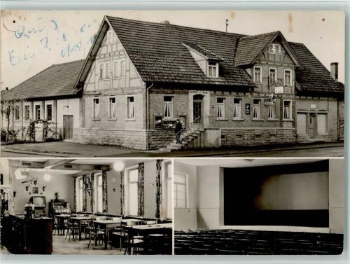 74743 W6966 Seckach Foto AK Gasthof zur Rose, Lichtspiel-Saal, Fernseher, Musikbox, AK