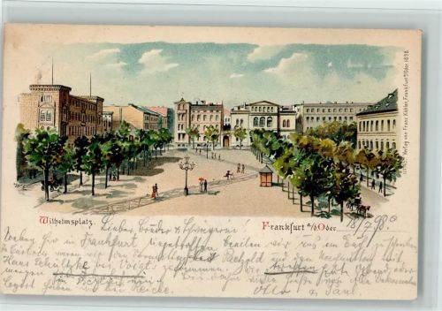 15230 O1200 Frankfurt , Oder 1898 Lithographie Gruss aus - Wilhelmsplatz - Verlag Köhler Nr. 45 - AK