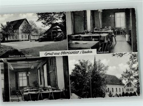 77833 W7583 Ottersweier - Gasthaus zur Linde mit Innenansicht, Kirche, gute Erhaltung AK