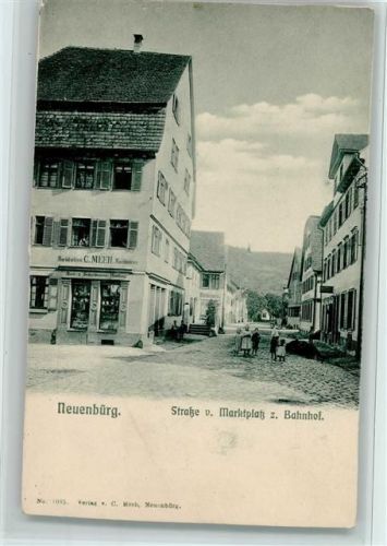 75305 W7540 Neuenbürg , Württ - Straße am Marktplatz, Gemischtwaren Meeil, gute Erhaltung AK