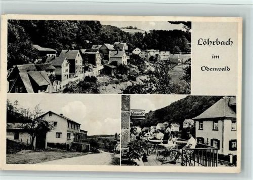 Löhrbach Ortsansichten Gasthaus Pension Zum Odenwald Terrasse 3-Bildaufnahme