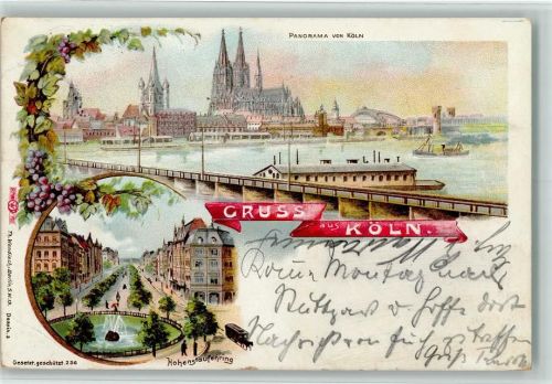 Köln Neustadt-Süd 102 Gruss aus - Litho, Weintrauben AK