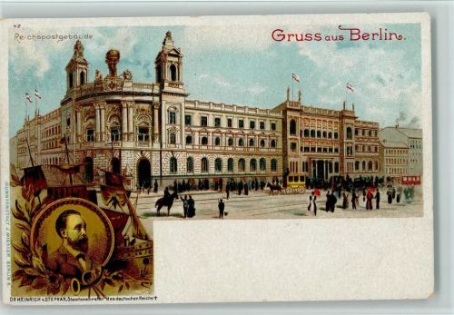 W1000 Berlin Mitte Gruss aus - Reichspostgebäude , gute Erhaltung AK Postamt Lithographie
