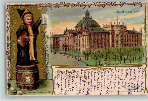 München 1902 Münchner Kindl Justizpalast Litfaßsäule