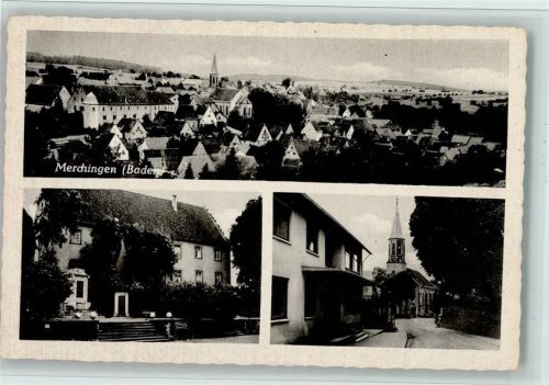 74747 W6963 Merchingen , Baden - Kriegerdenkmal, Teilansicht, gute Erhaltung AK