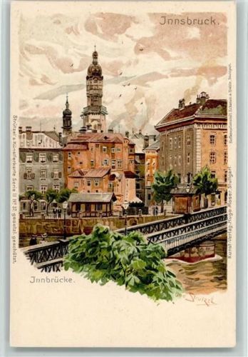 Innsbruck Innbrücke sign. Otto Strützel