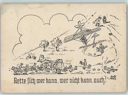 WK II Rette sich wer kann! Fliegerhumor 1939 Gebrauchsspuren