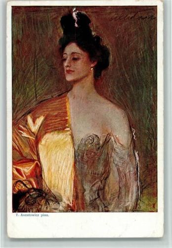 sign T. Axentowicz - Polnische Kunst -Glamour Frau - Art Deco Axentowicz, T.